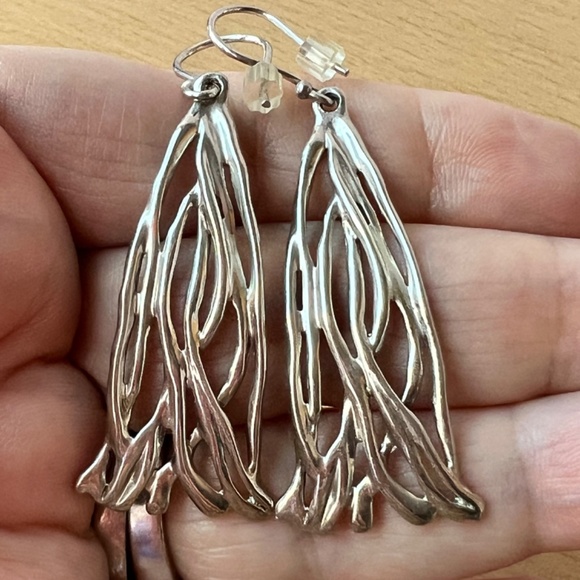 HAGIT GORALI 925 STERLING SILVER SCULPTED LONG DANGLE DROP EARRINGS BRAND NEW - Picture 13 of 16
